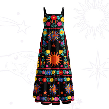Purplehecate Folk Sun Garden Wide Straps Maxi Dress