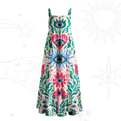 Purplehecate Psychedelic All Eyes on You Wide Straps Maxi Dress