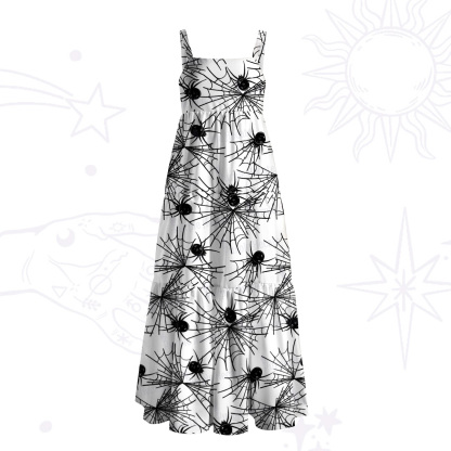 Purplehecate Dark Night Spiderweb Wide Straps Maxi Dress