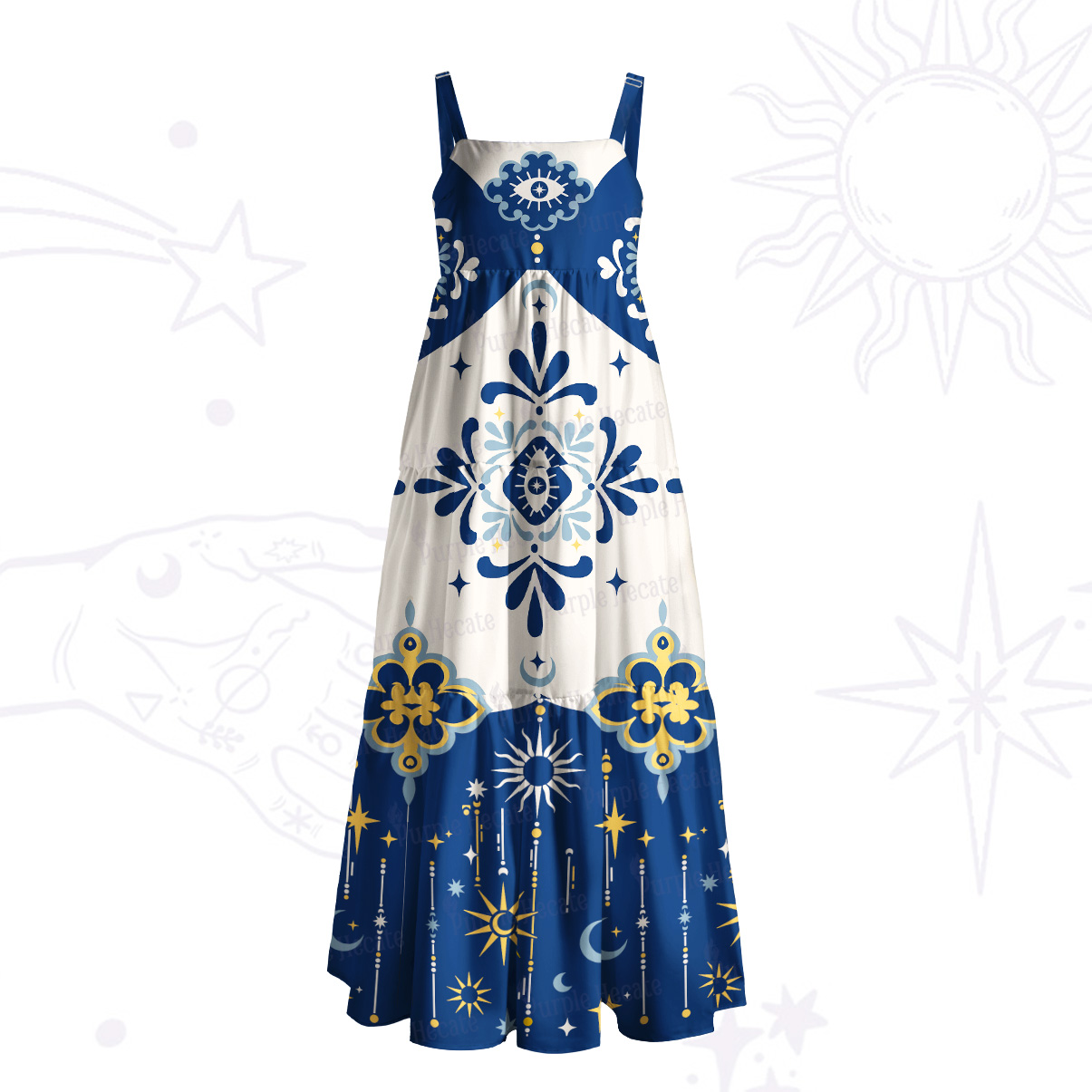 Purplehecate Celestial Oracle Wide Straps Maxi Dress