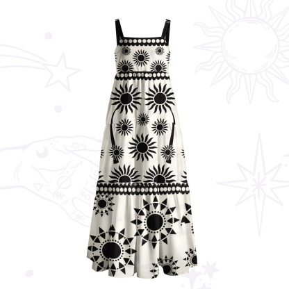 Purplehecate Radiant Solar Medallion Wide Straps Maxi Dress