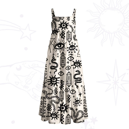 Purplehecate Witchy Sigils and Serpents Wide Straps Maxi Dress