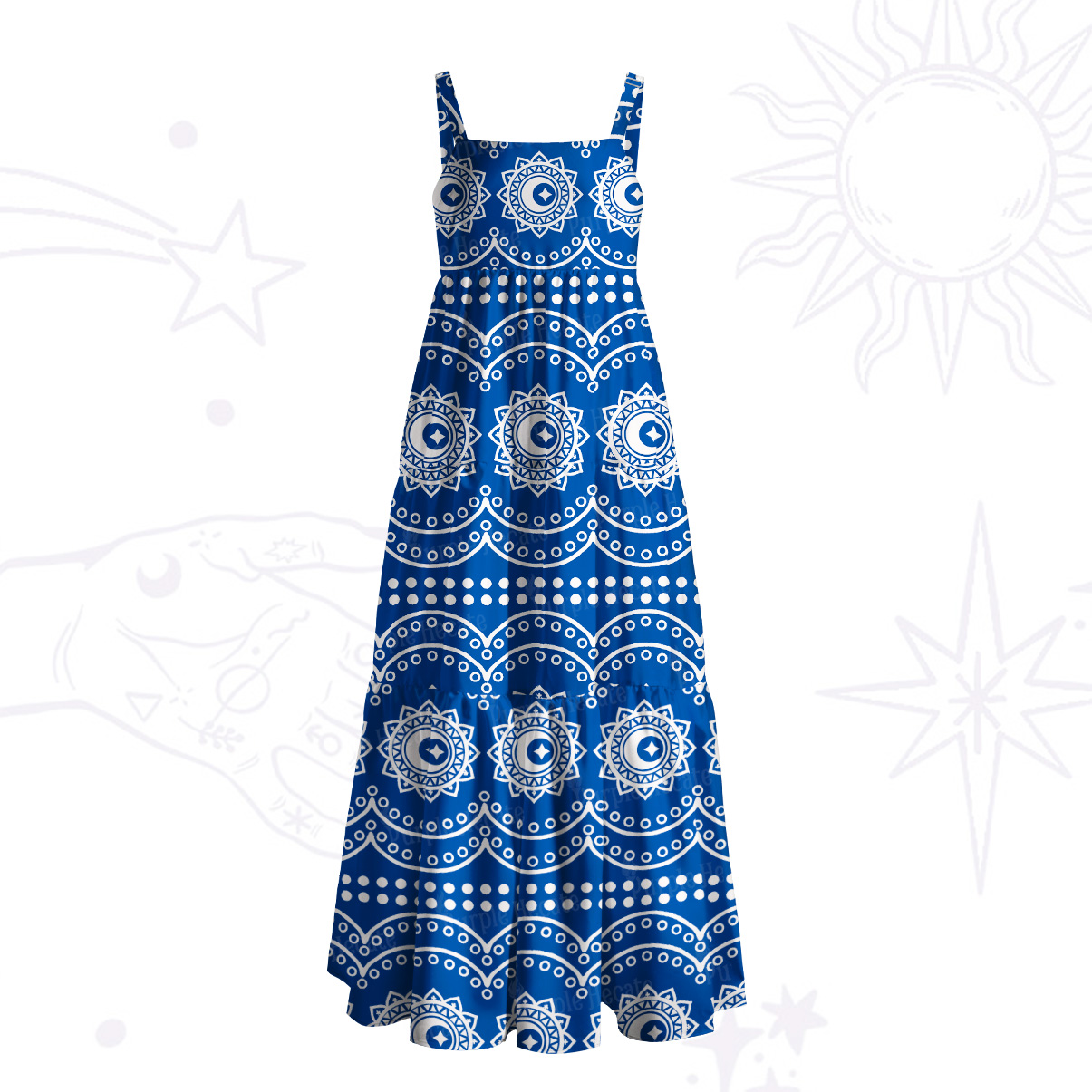 Purplehecate Mystic Tribal Mandala Wide Straps Maxi Dress