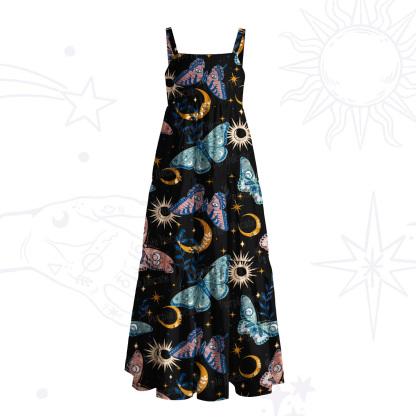Purplehecate Mystic Luna Moth Butterfly Wide Straps Maxi Dress