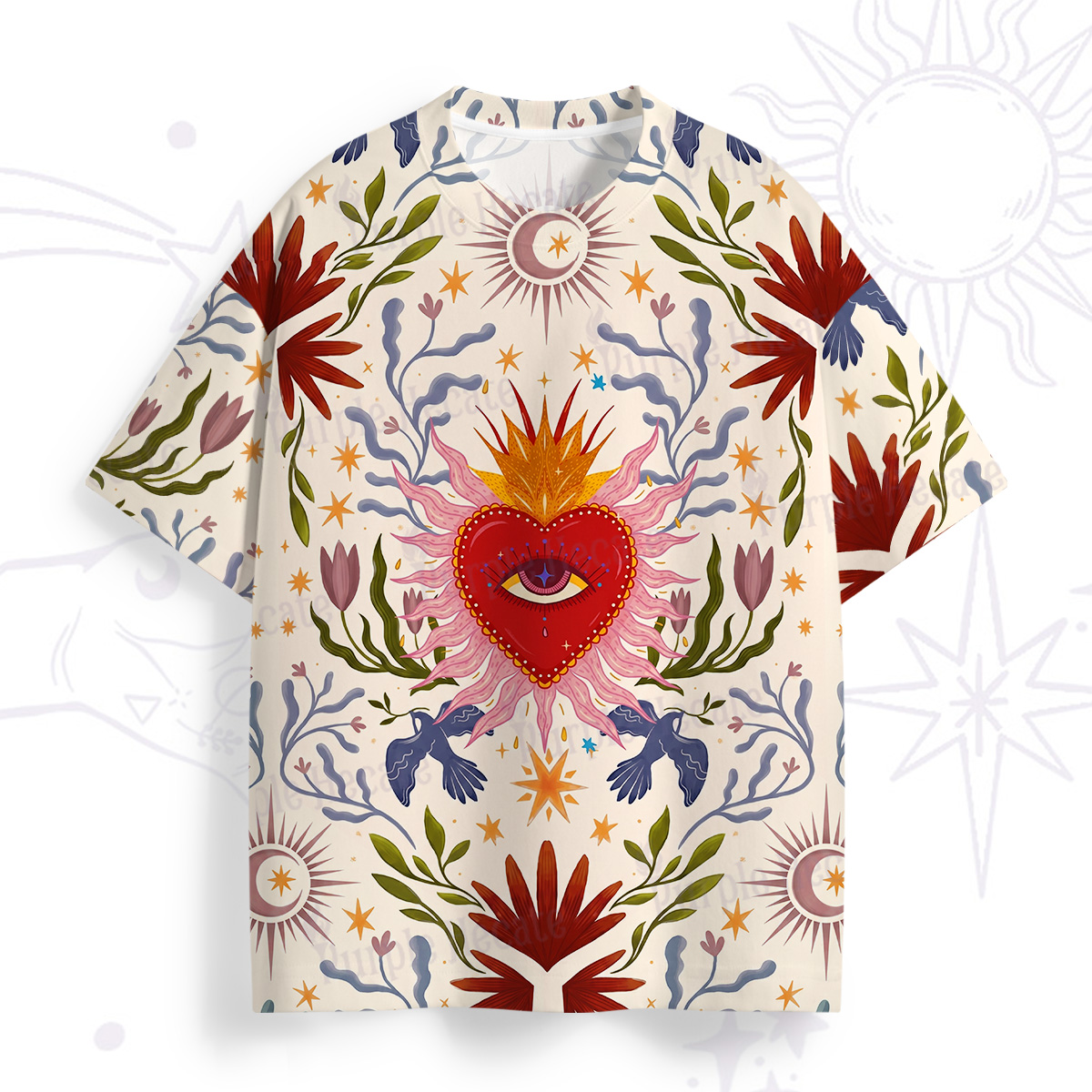Purplehecate Sacred Flame Heart All Over Print T-Shirt