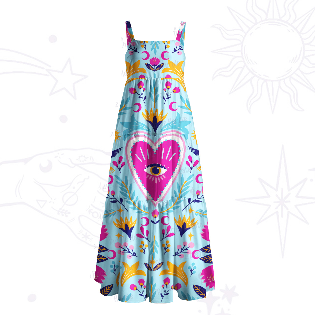 Purplehecate Enchanted Amulet Iconography Wide Straps Maxi Dress