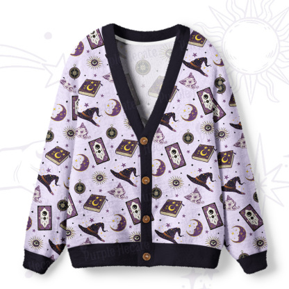 Purplehecate Midnight Witch Tarot Ugly Cardigan Sweaters