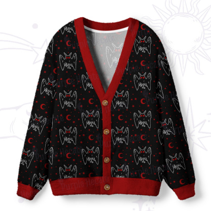Purplehecate Witchy Mothman Night Ugly Cardigan Sweaters