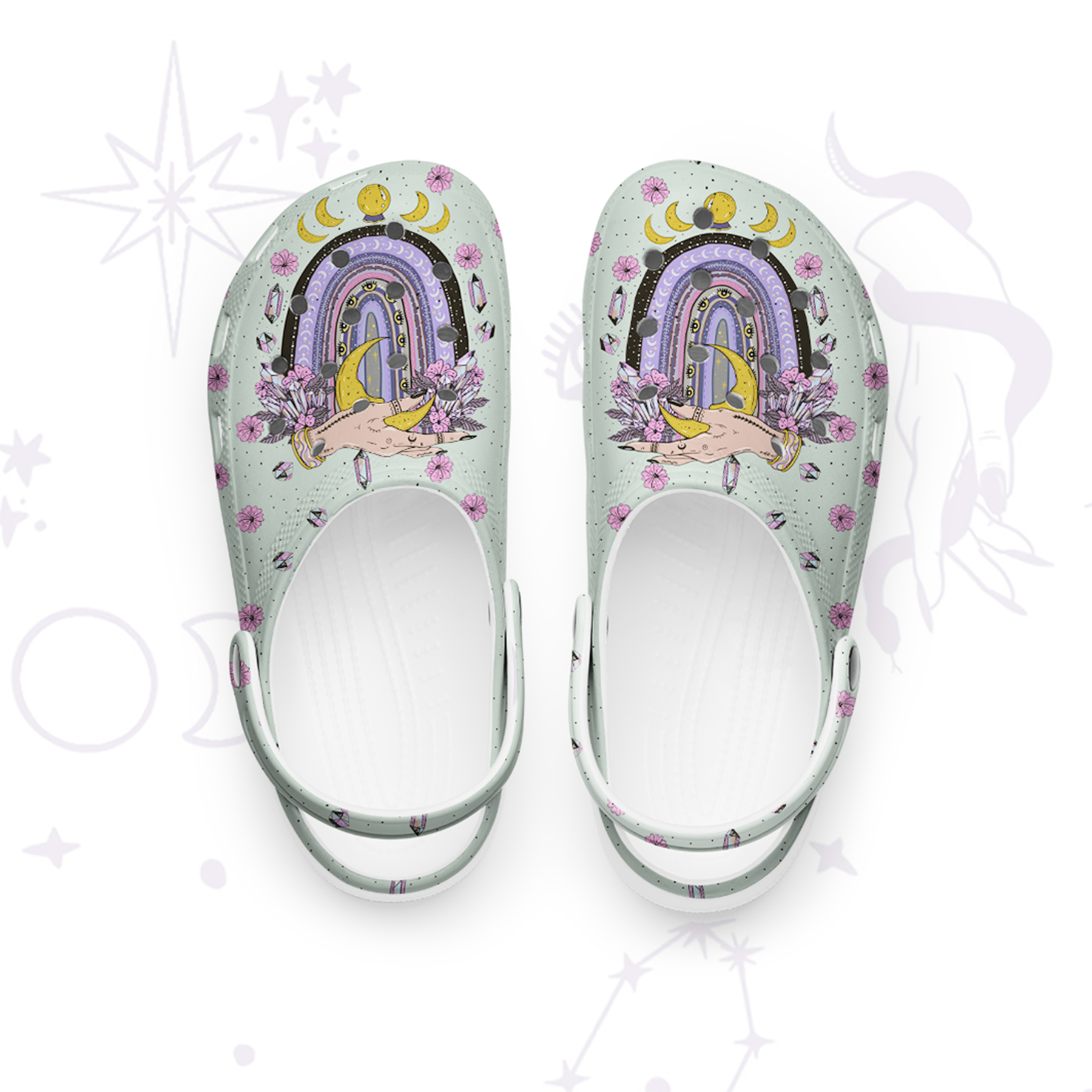 Purplehecate Magic Rainbow Rubber Clogs
