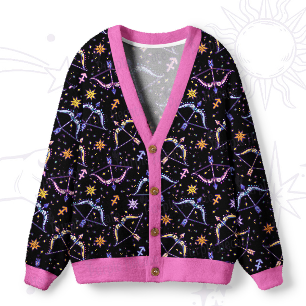 Purplehecate Sagittarius Spirit Zodiac Ugly Cardigan Sweaters