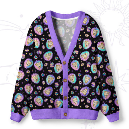 Purplehecate Leo Spirit Zodiac Ugly Cardigan Sweaters