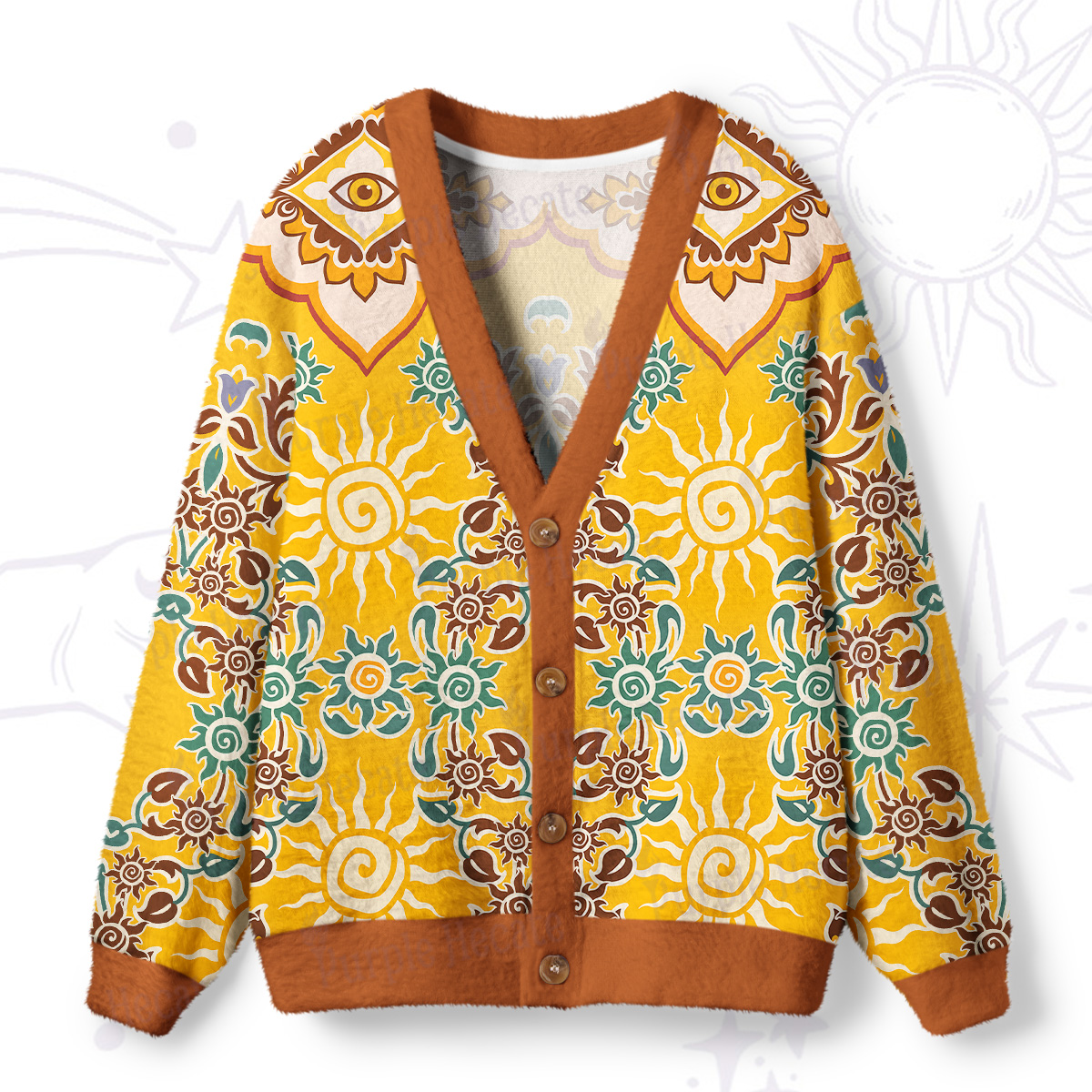Purplehecate Solar Whispers Witch Ugly Cardigan Sweaters