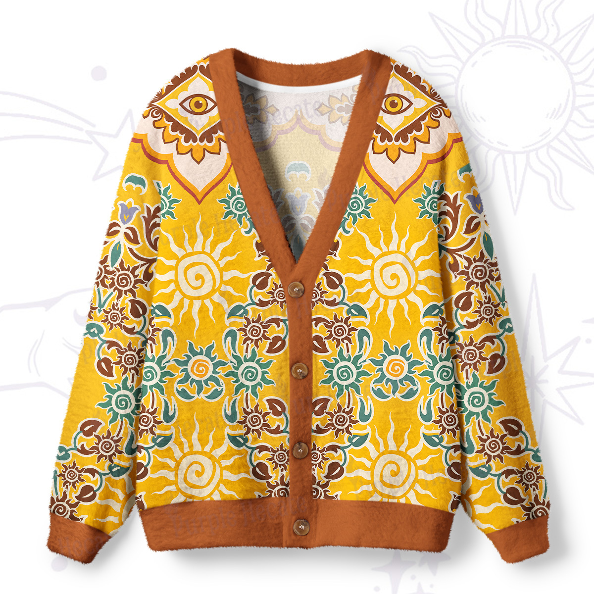 Purplehecate Solar Whispers Witch Ugly Cardigan Sweaters