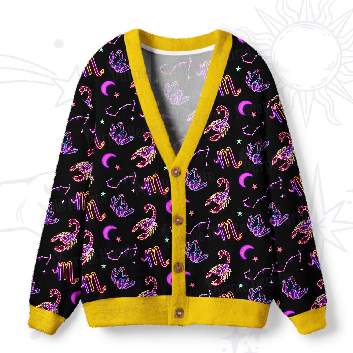 Purplehecate Scorpio Spirit Zodiac Ugly Cardigan Sweaters