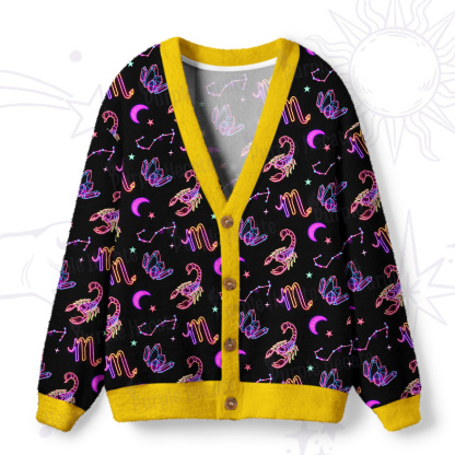 Purplehecate Scorpio Spirit Zodiac Ugly Cardigan Sweaters