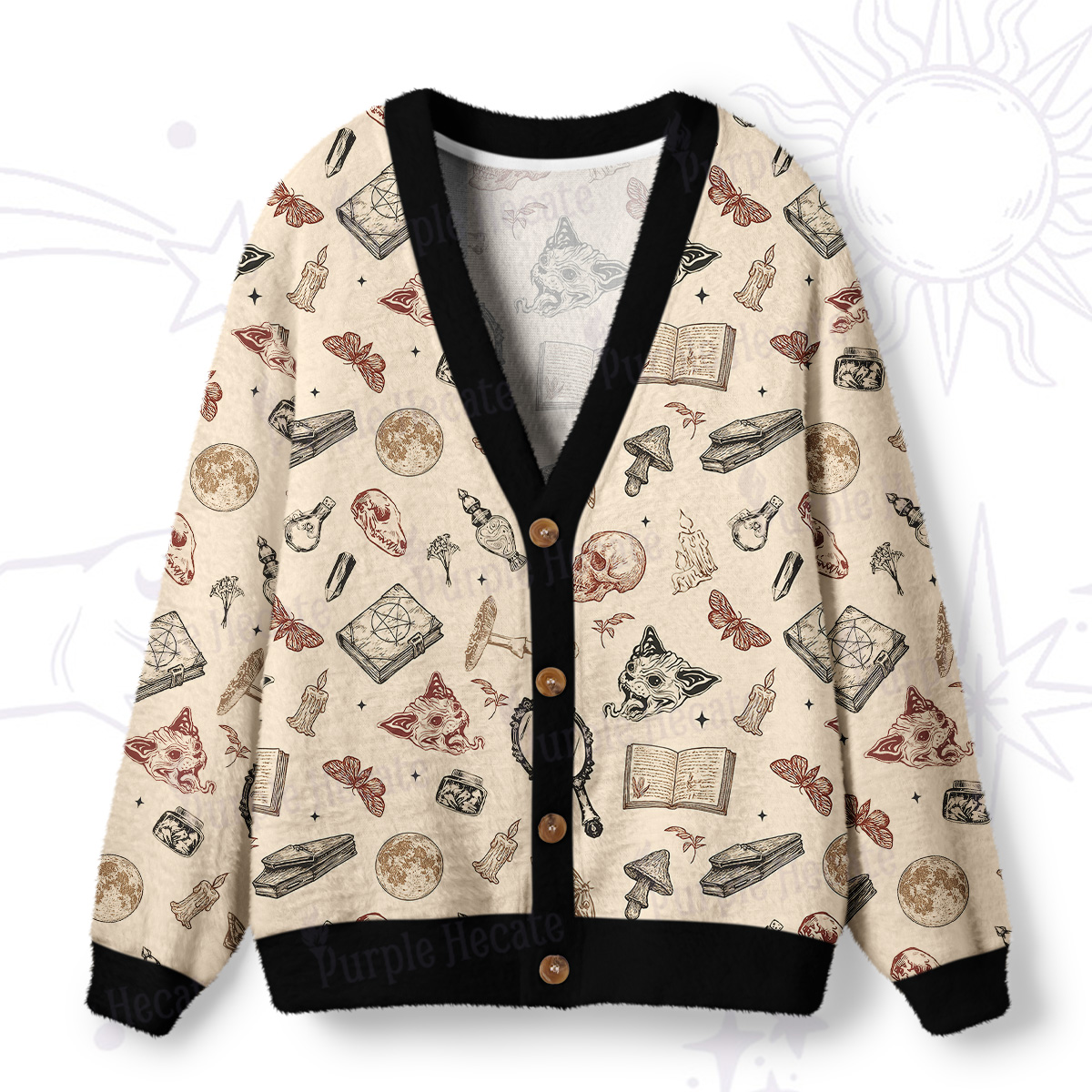 Purplehecate Witchcraft Study Ugly Cardigan Sweaters