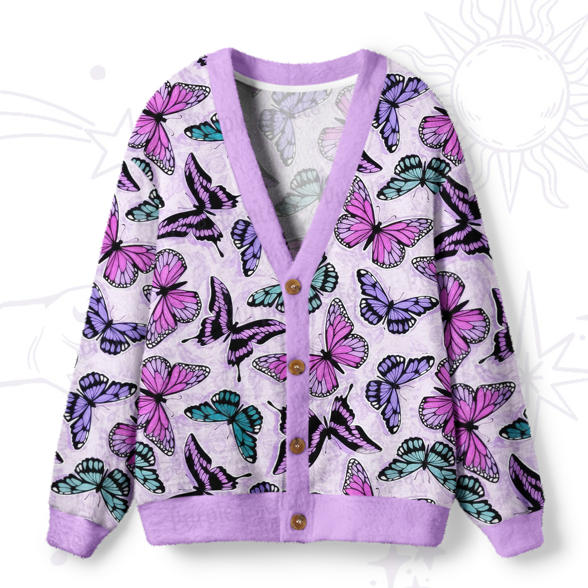 Purplehecate Whimsical Butterfly Ugly Cardigan Sweaters