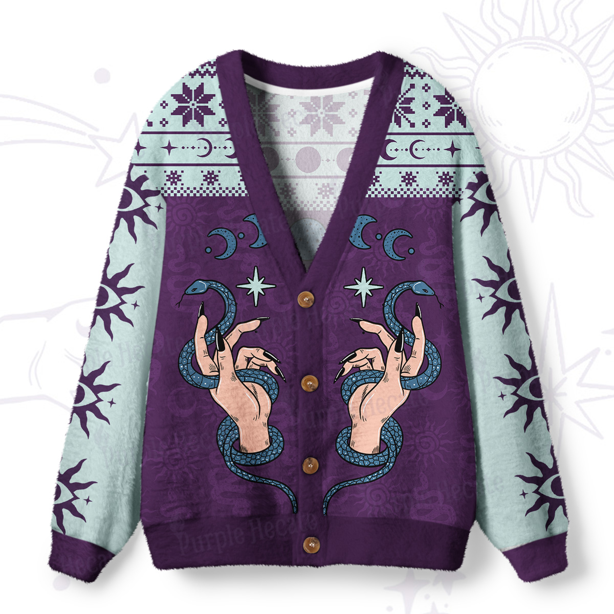 Purplehecate Stay Weird Stay Serpent Ugly Cardigan Sweaters