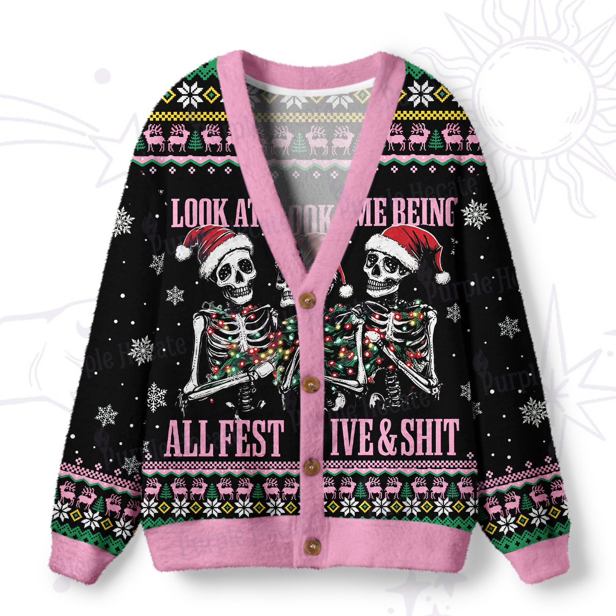 Magic Purplehecate Look At Me Being All Festive And Shit Ugly Cardigan Sweaters