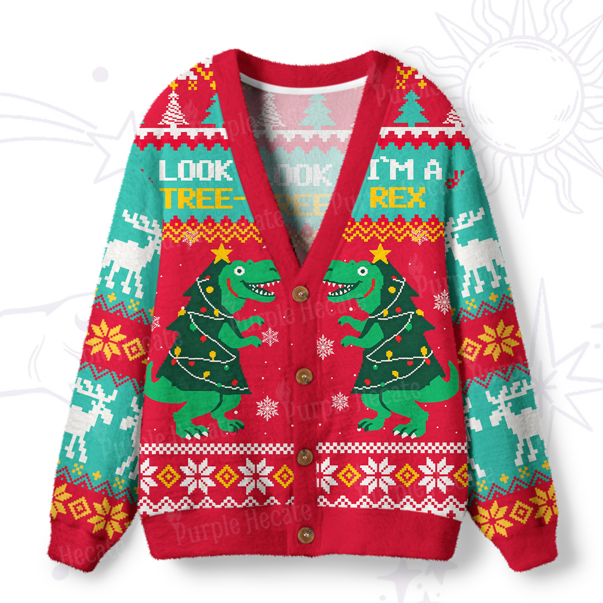 Purplehecate Look Tree I'm A T-Rex Ugly Cardigan Sweaters