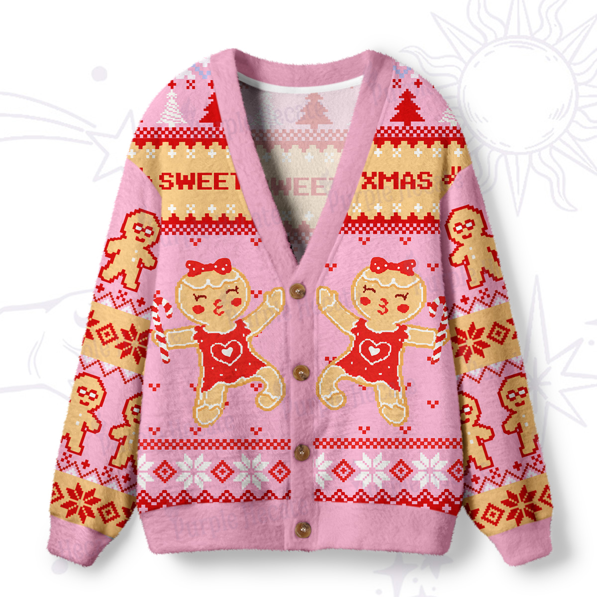 Purplehecate Sweet Xmas Ugly Cardigan Sweaters
