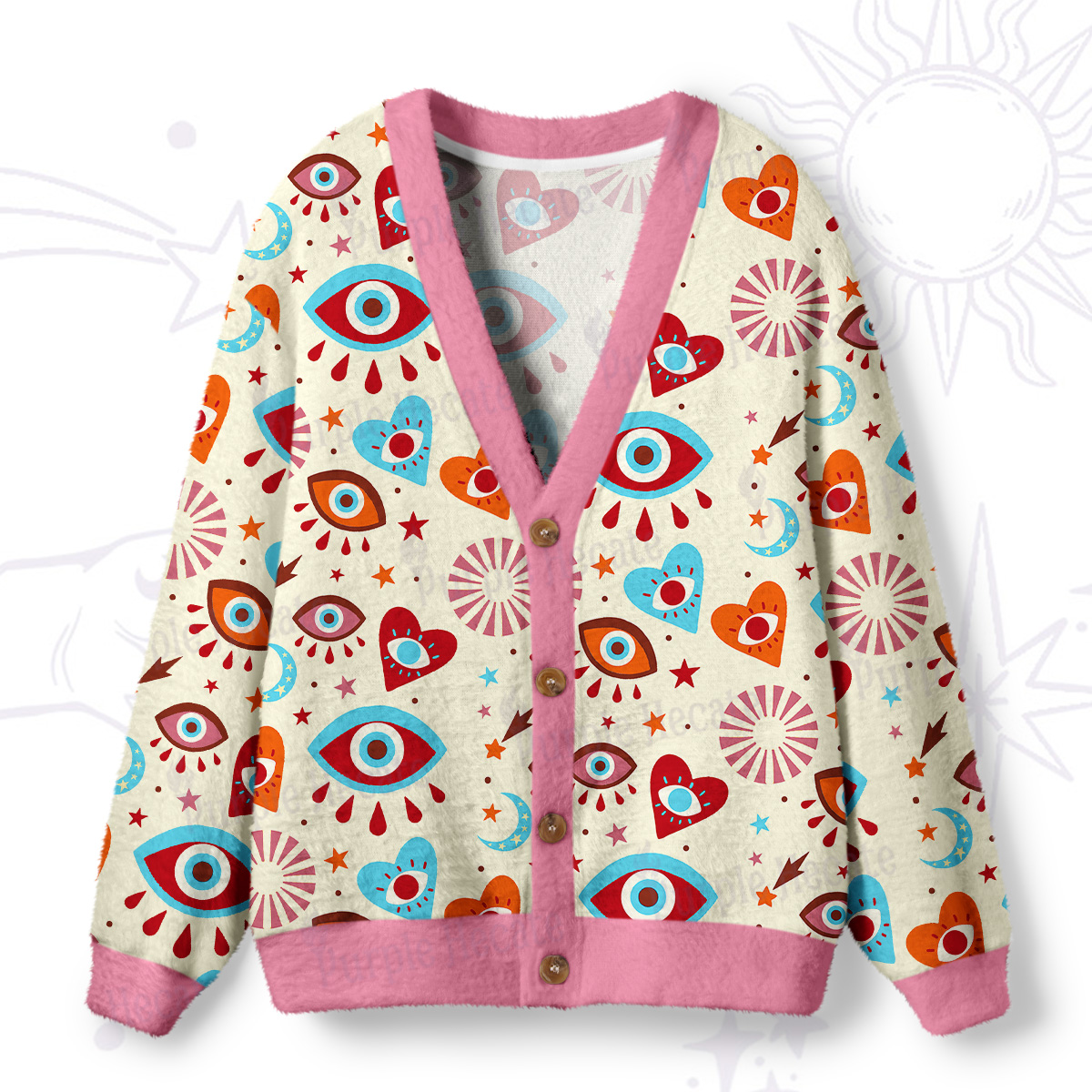 Purplehecate Protective Evil Eye Amulet Ugly Cardigan Sweaters