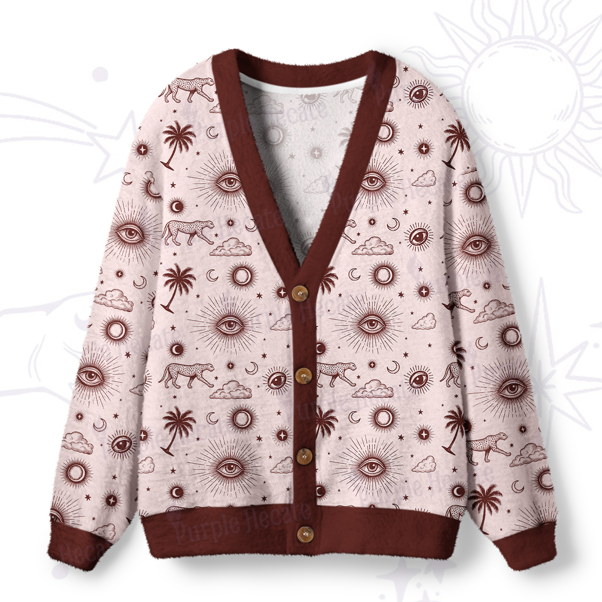 Purplehecate Eye of the Universe Ugly Cardigan Sweaters