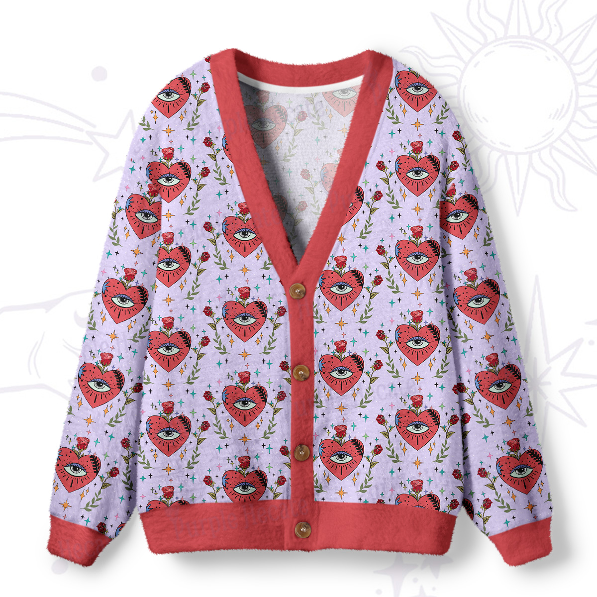 Purplehecate Sacred Heart Ugly Cardigan Sweaters