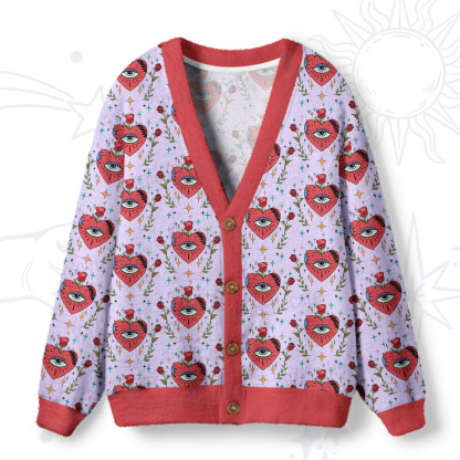 Purplehecate Sacred Heart Ugly Cardigan Sweaters