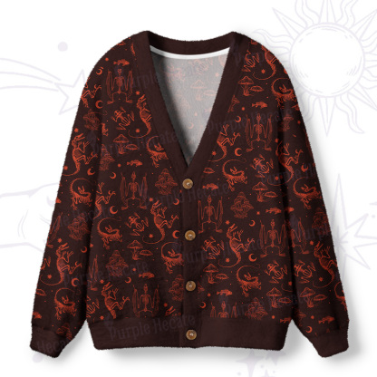 Purplehecate Prehistoric Fantasy Ugly Cardigan Sweaters