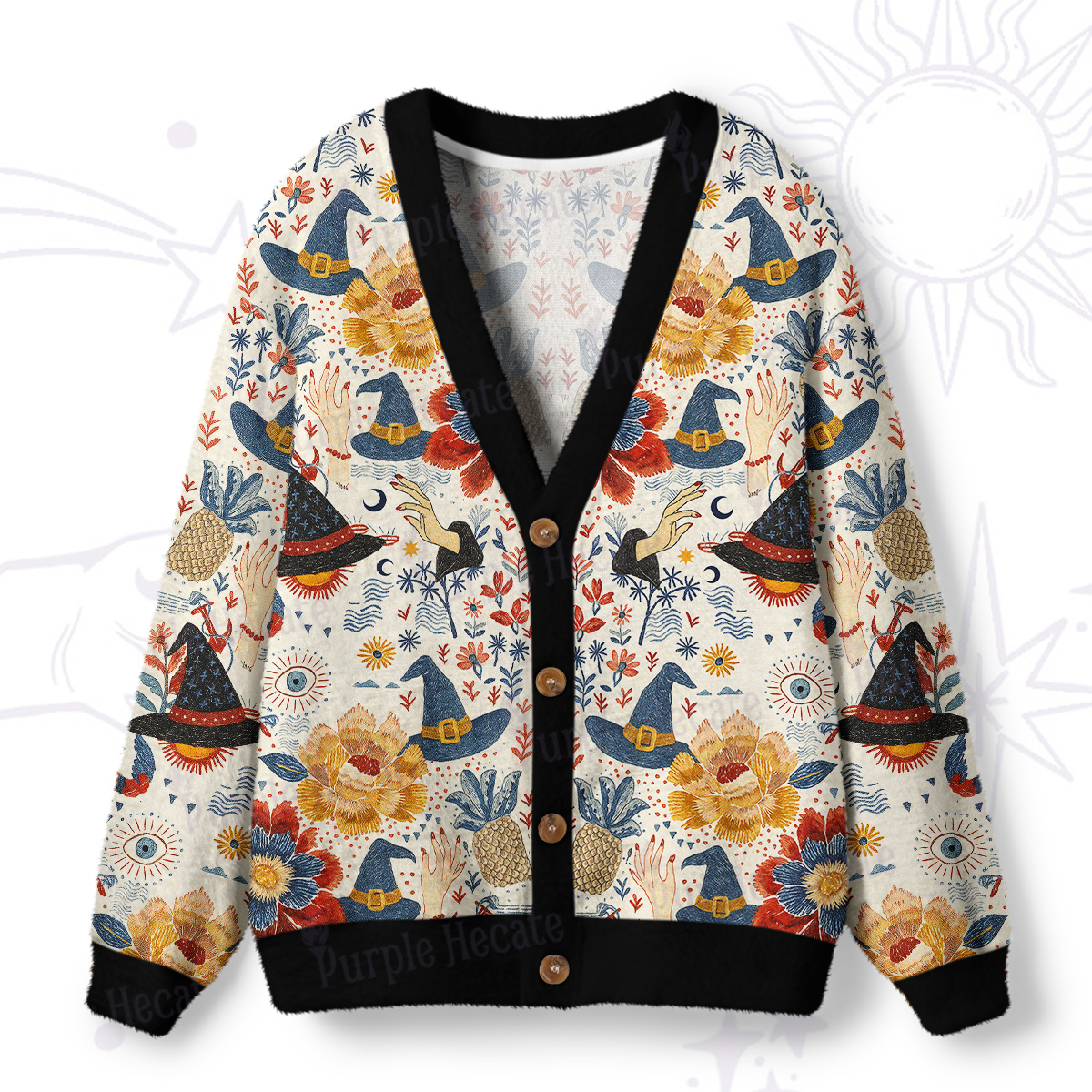 Purplehecate Witching Bloom Ugly Cardigan Sweaters