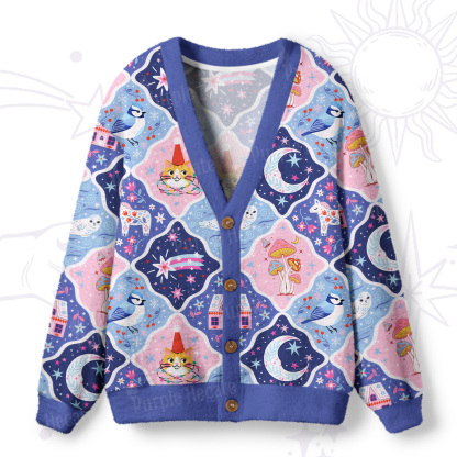 Purplehecate Dreamy Moonlight Fairy Tale Ugly Cardigan Sweaters