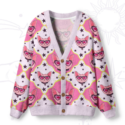 Purplehecate Slightly Wicked Cat Ugly Cardigan Sweaters