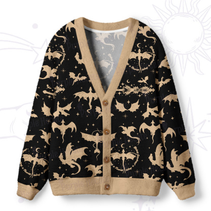 Purplehecate Fantasy Dragon Allover Ugly Cardigan Sweaters