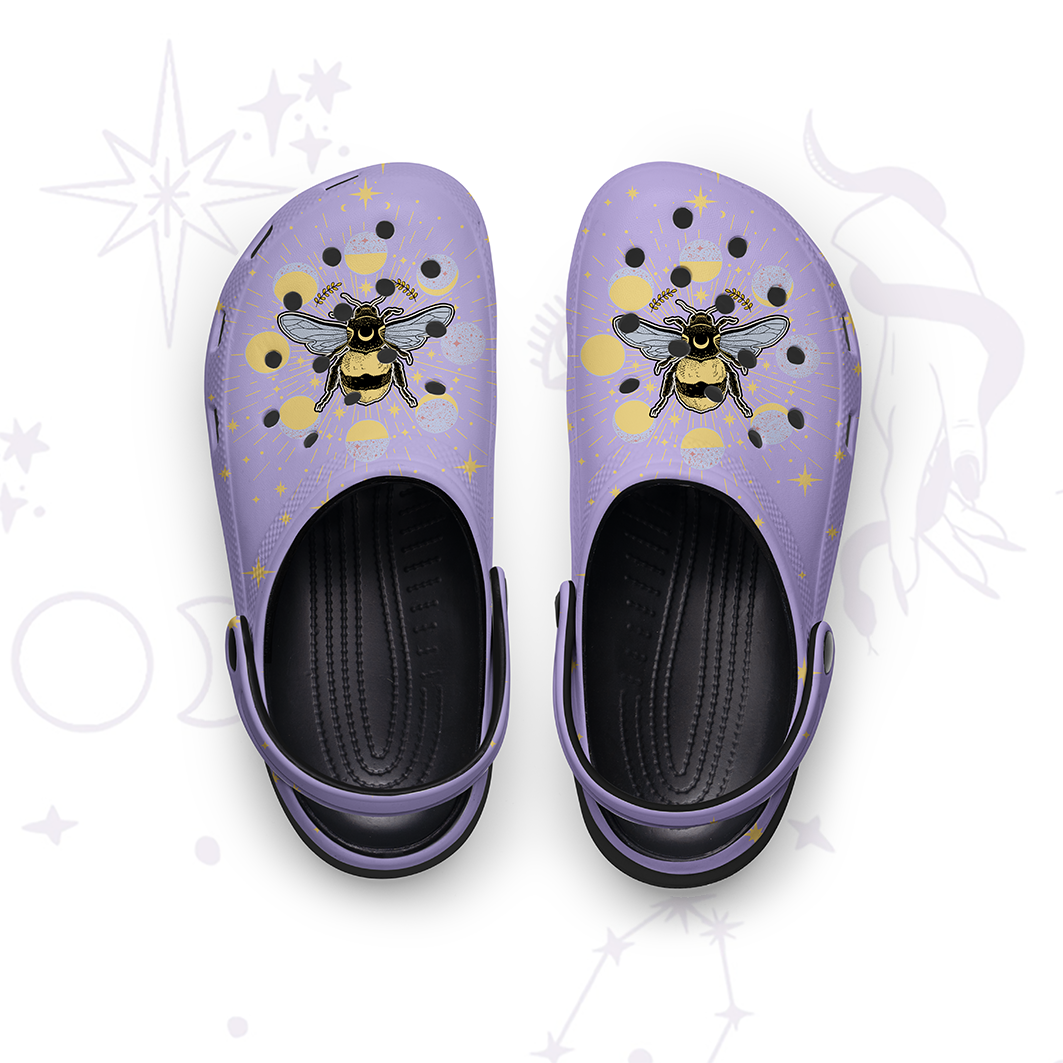 Purplehecate Phases of the Moon Bee Rubber Clogs
