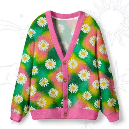 Purplehecate Enchanted Daisy Spring Romance Ugly Cardigan Sweaters