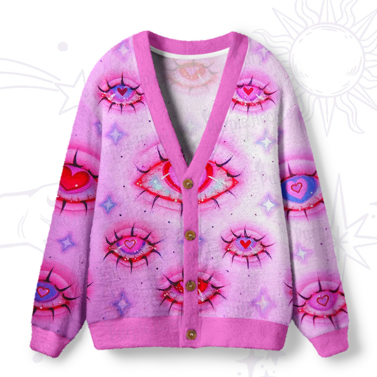 Purplehecate Mystic Love-Eye Ugly Cardigan Sweaters