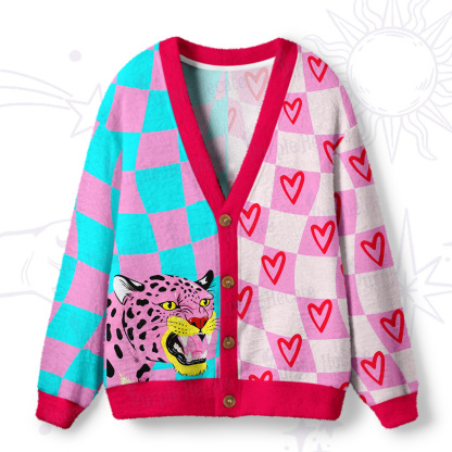 Purplehecate Savage Leopard Evil Eye Ugly Cardigan Sweaters