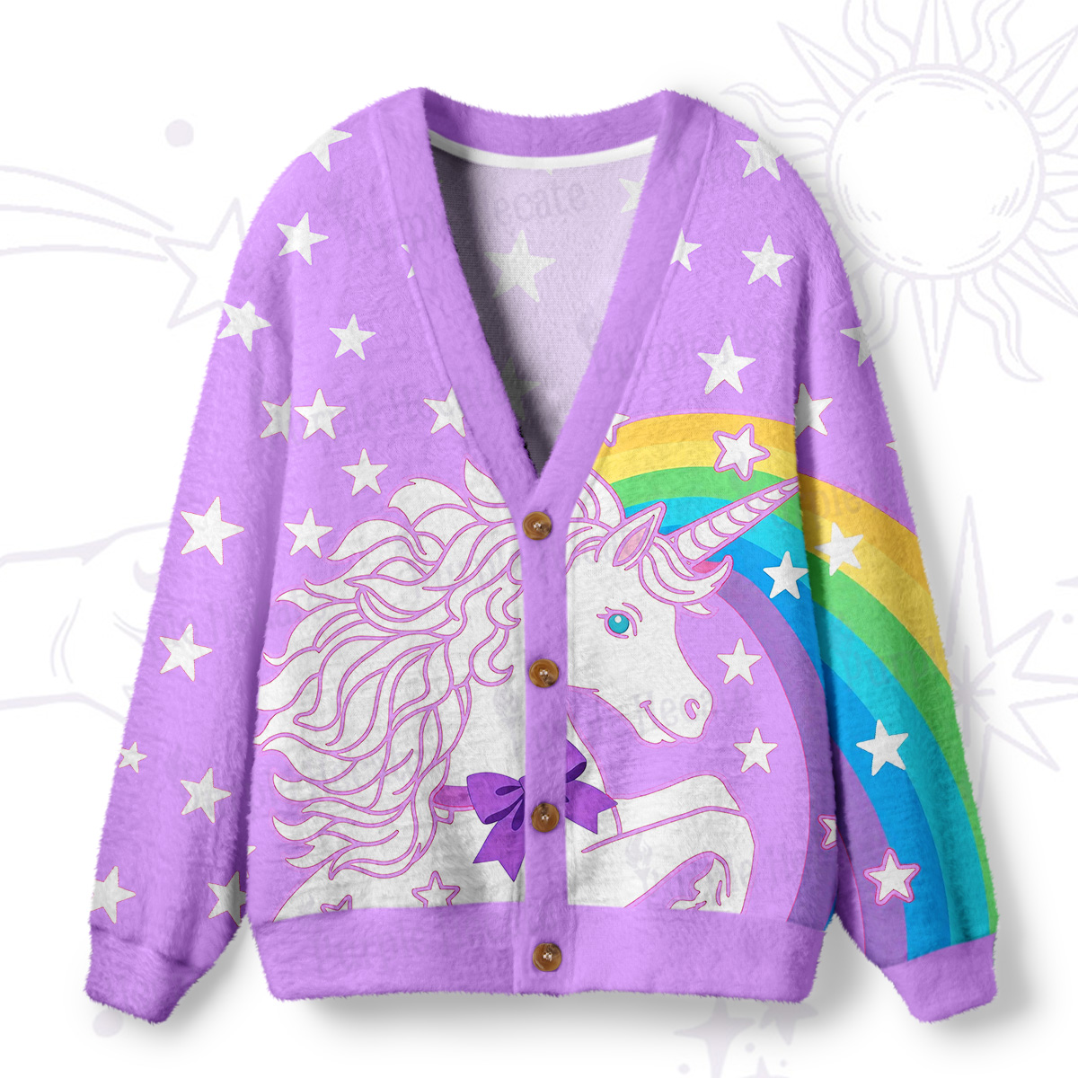 Purplehecate Mystic Horned Horse Ugly Cardigan Sweaters