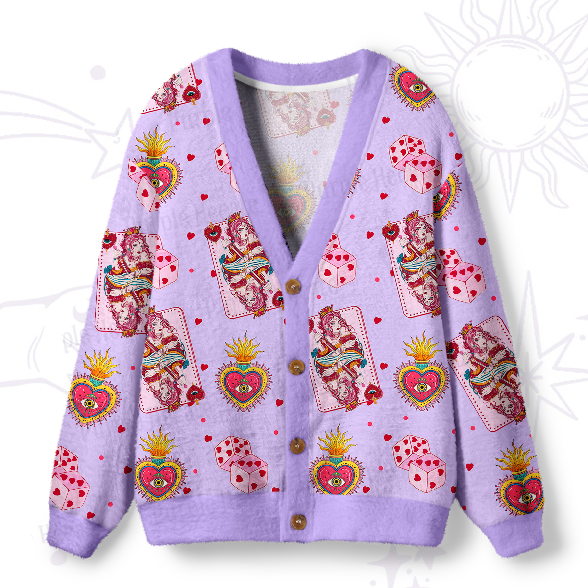 Purplehecate Queen of Hearts Ugly Cardigan Sweaters