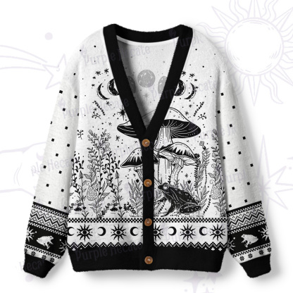 Purplehecate Celestial Frog Mushrooms Ugly Cardigan Sweaters