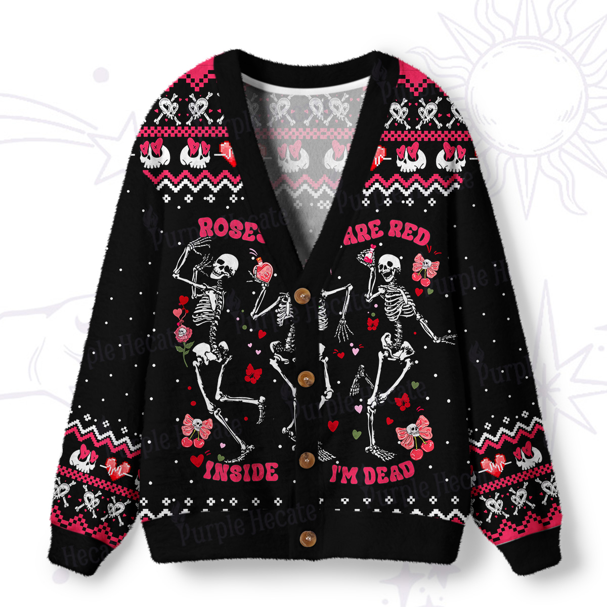 Purplehecate Roses Are Red Inside I'm Dead Ugly Cardigan Sweaters