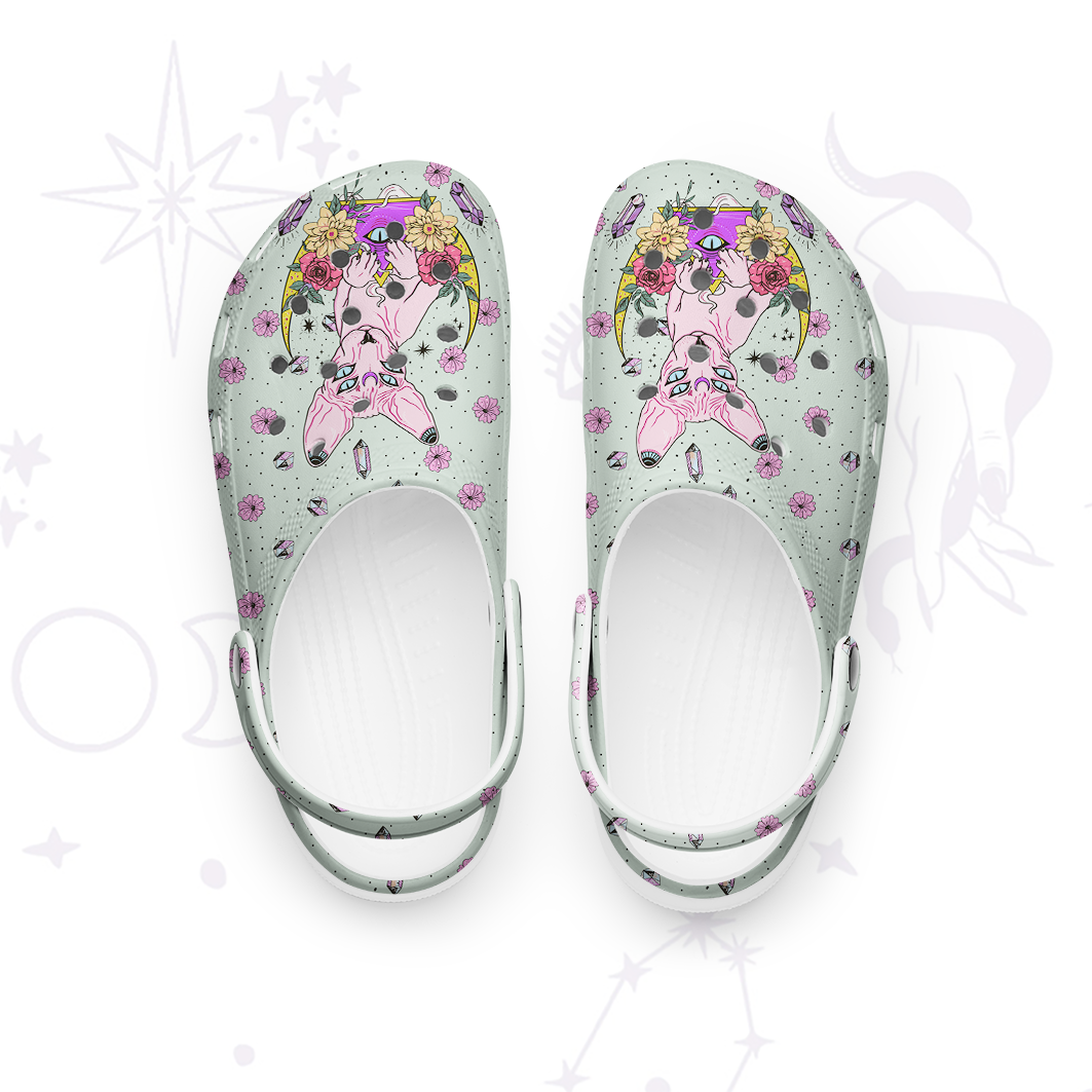 Purplehecate Moon Phase Cat Rubber Clogs