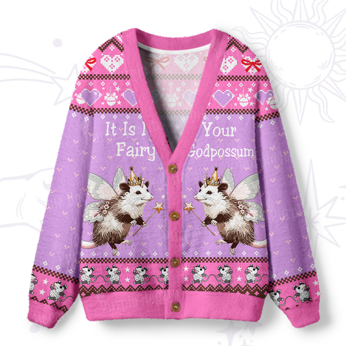 Purplehecate It Is I Your Fairy Godpossum Ugly Cardigan Sweaters