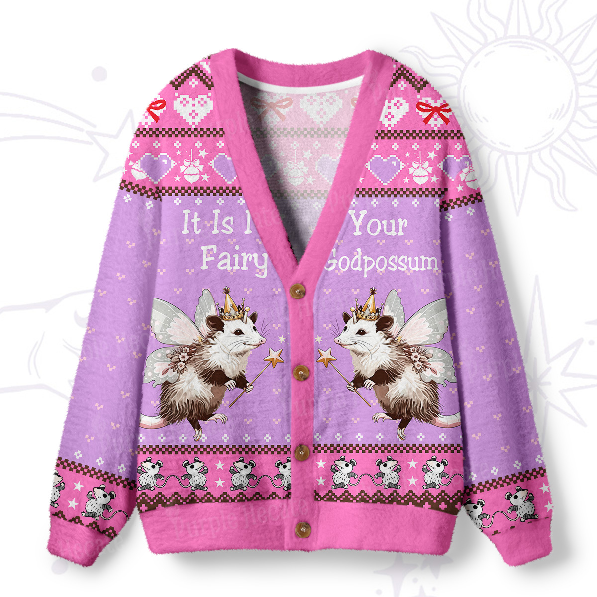 Purplehecate It Is I Your Fairy Godpossum Ugly Cardigan Sweaters