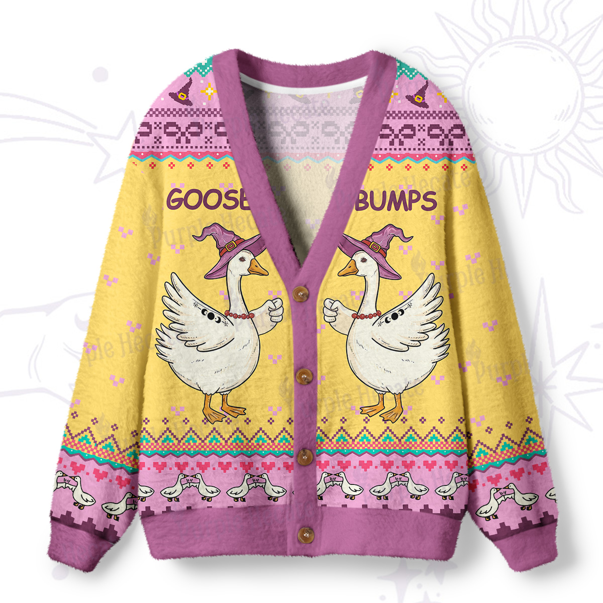 Purplehecate Goose Bumps Ugly Cardigan Sweaters