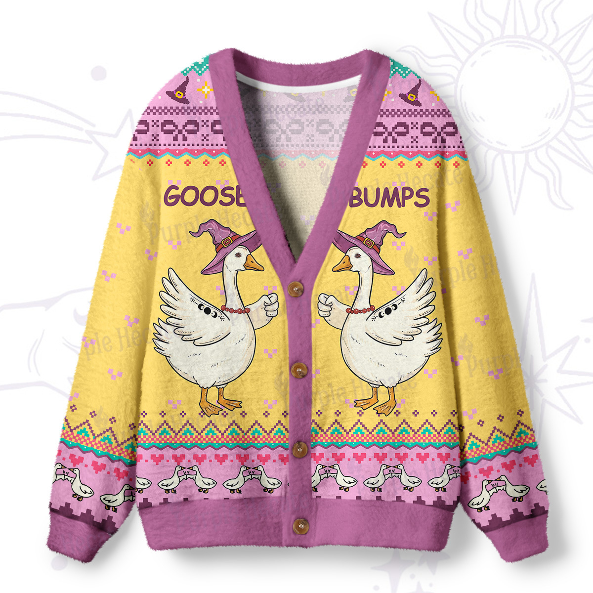 Purplehecate Goose Bumps Ugly Cardigan Sweaters