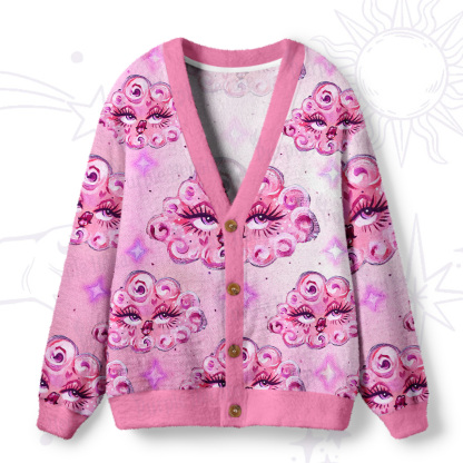 Purplehecate Dreamy  Cloud Eyes Ugly Cardigan Sweaters
