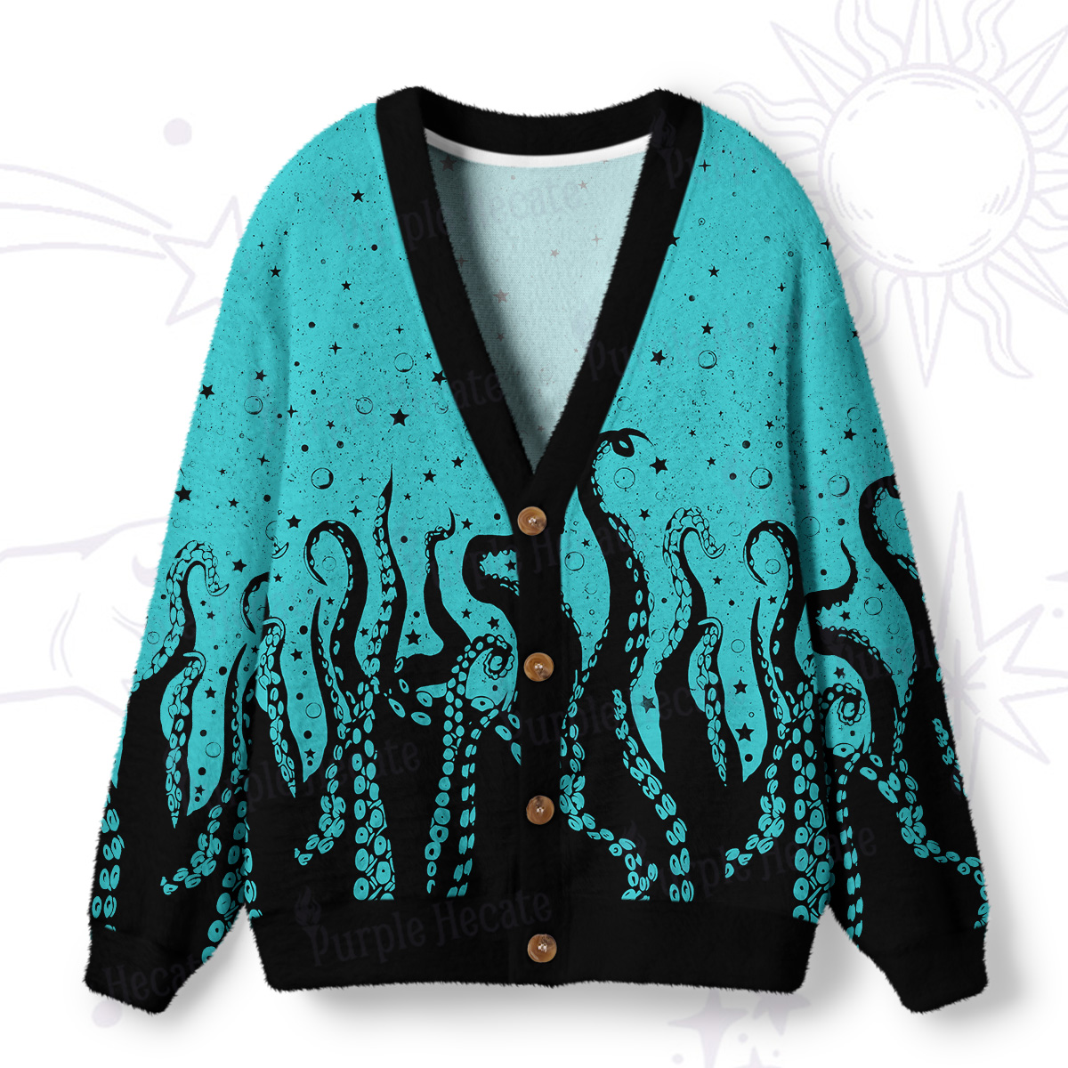 Purplehecate Tentacles of the Deep Ugly Cardigan Sweaters
