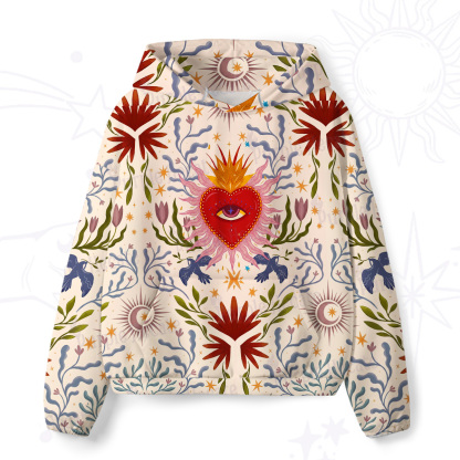 Purplehecate Sacred Flame Heart All-Over Print Hoodie